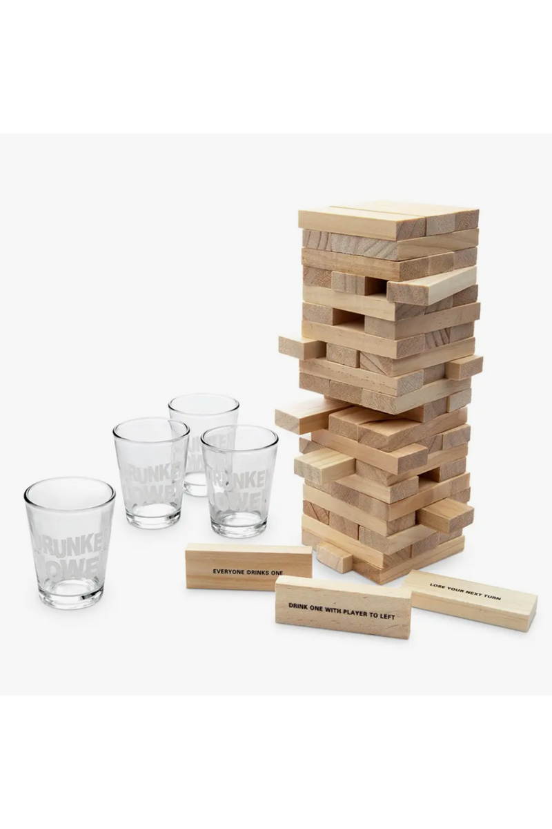 Drunken Tower Wood Stacking Party Drinking Game For Four, SEALED NEW UNUSED
