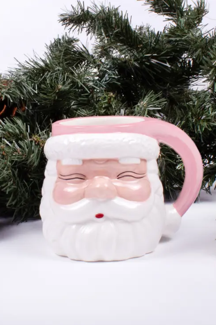 Pastel Ceramic Santa Mug- 2 options Pink