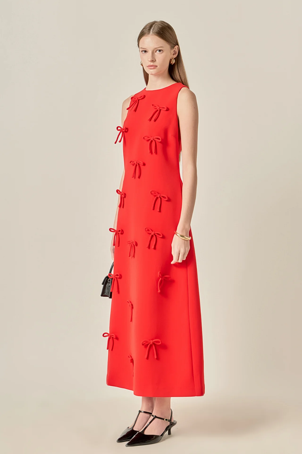 knee length dresses for ladies Back Bow Detail Midi Dress – English Factory main image 1