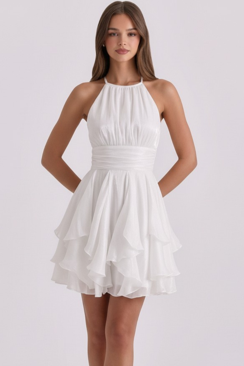 Halter Neck Ruffle Bottom Dress Halter Neck Ruffle Bottom Dress