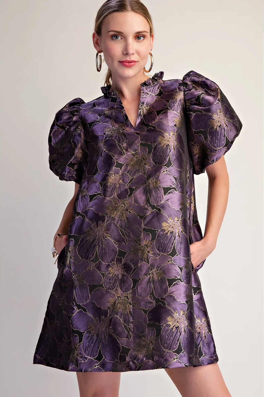 puff sleeve jacquard mini dress – Bella Bella Floral design in orange Party Dress Red Wine Select your size:L NPU-Manny-202614