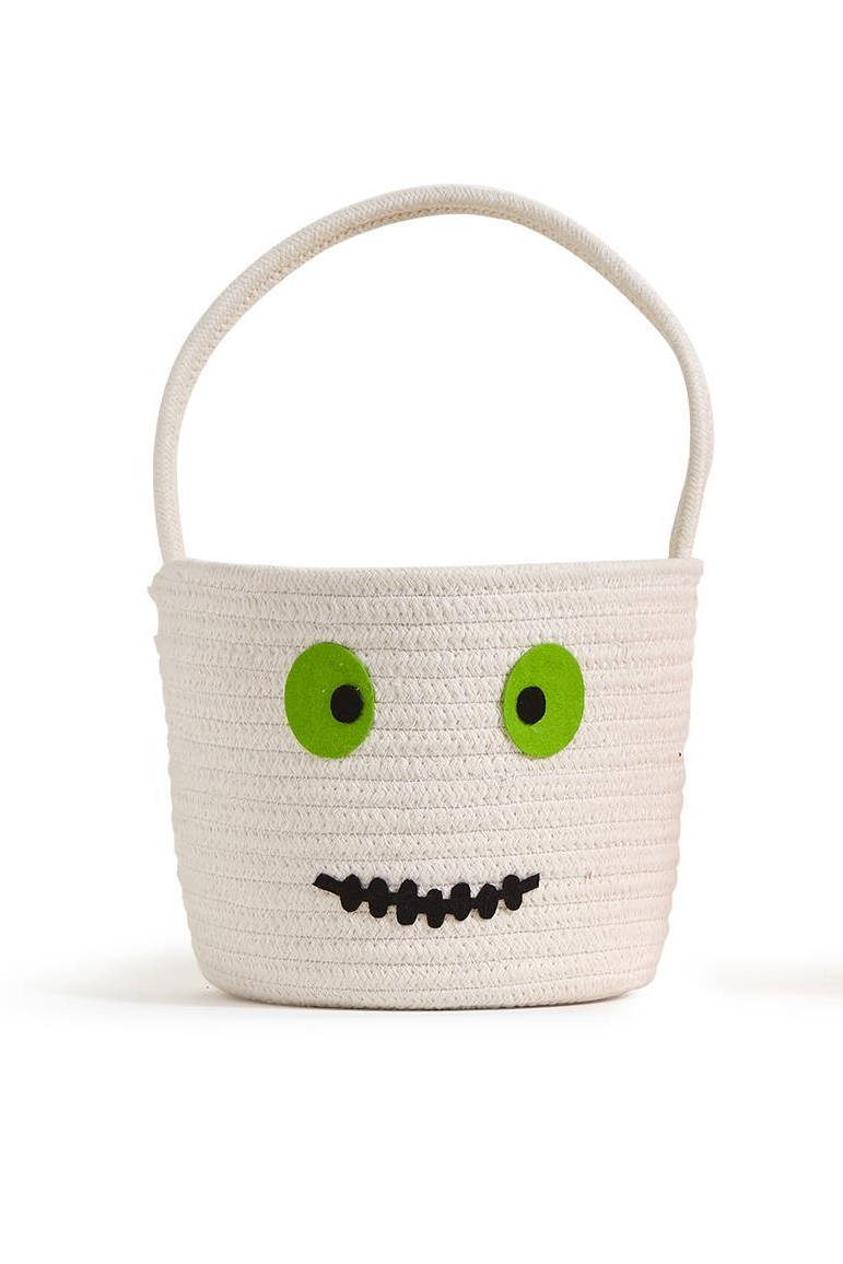 Elena Handbags Crochet Smiley Face Round Bag White