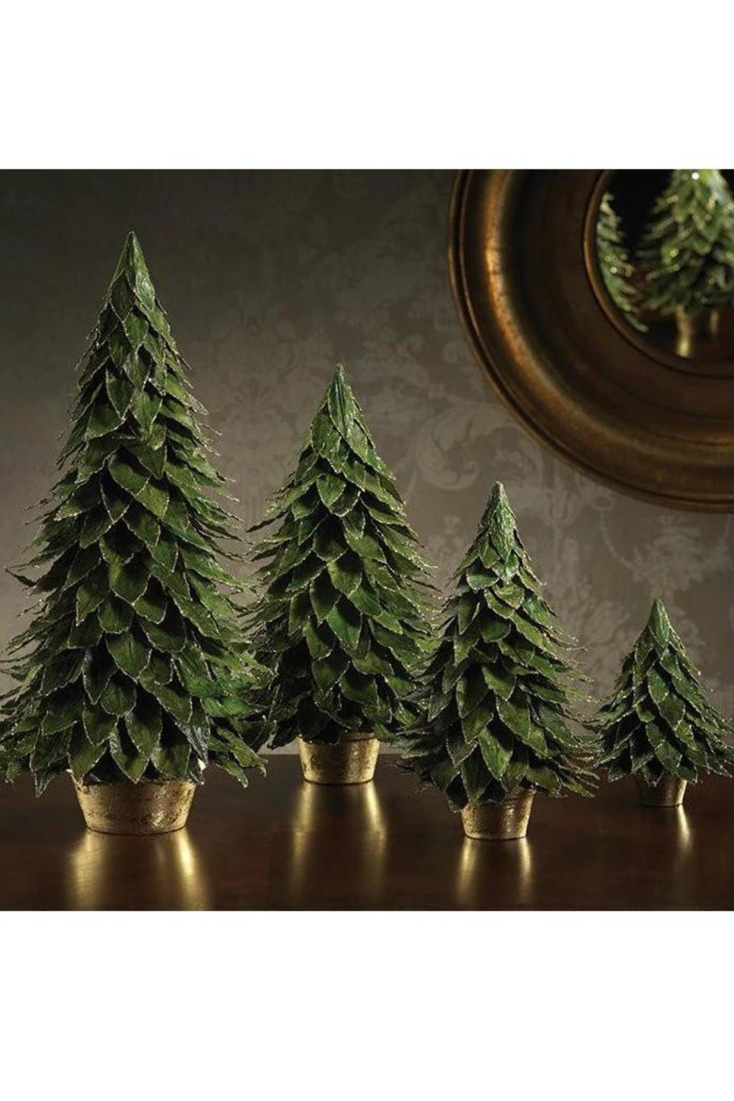 Zodax 10 Tall Ceramic Christmas Tabletop Decoration, White (Set of 4) Trees