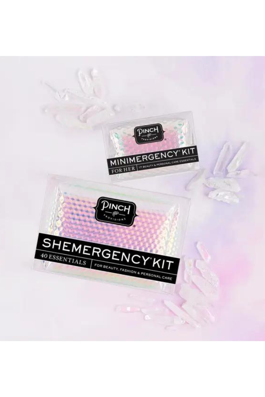 Pinch Provisions Shemergency Survival Kit for Brides in White Glitter Bomb