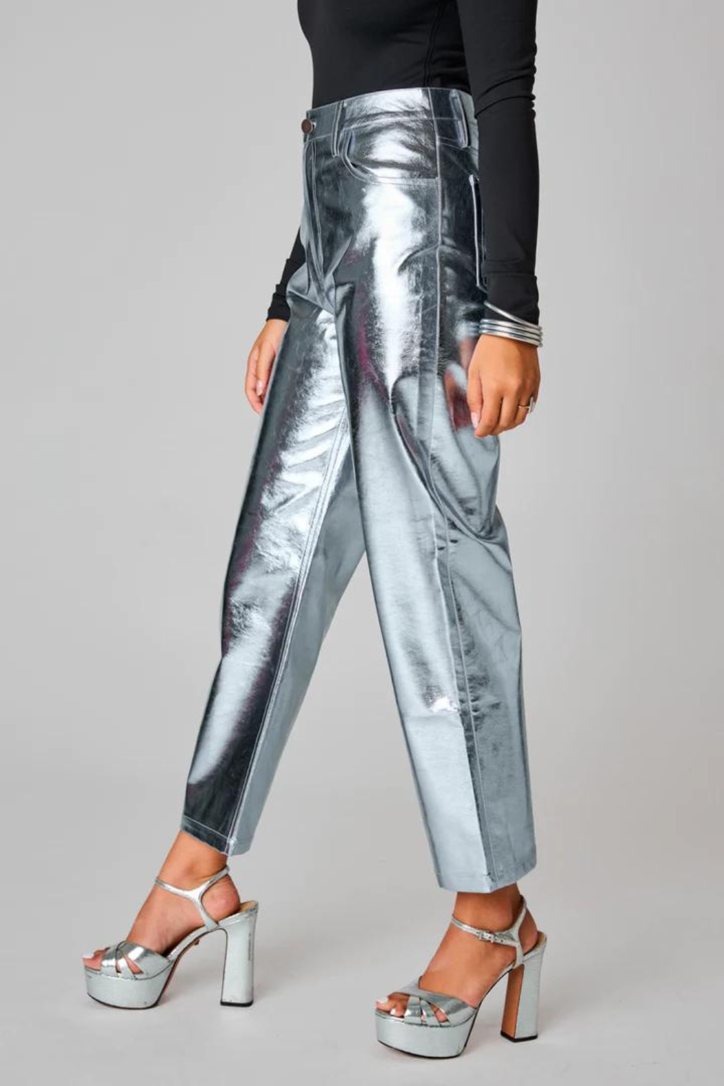 BuddyLove Travolta High-Rise Metallic Pants - Gold