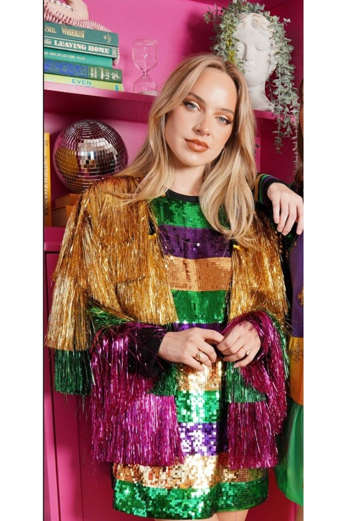 Belle Cher Purple & Gold Reversible Sequin Jacket 2T