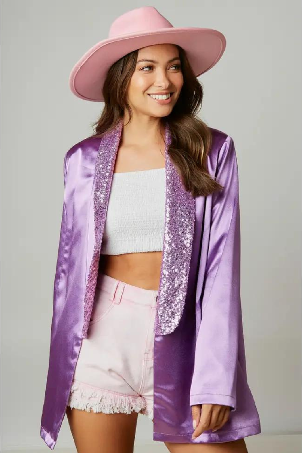 Loose Collar Satin Spencer Jacket - Women - Ready-to-Wear