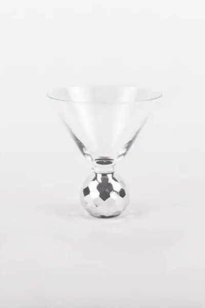 Mirror Gold Ball Stemless Martini Glass