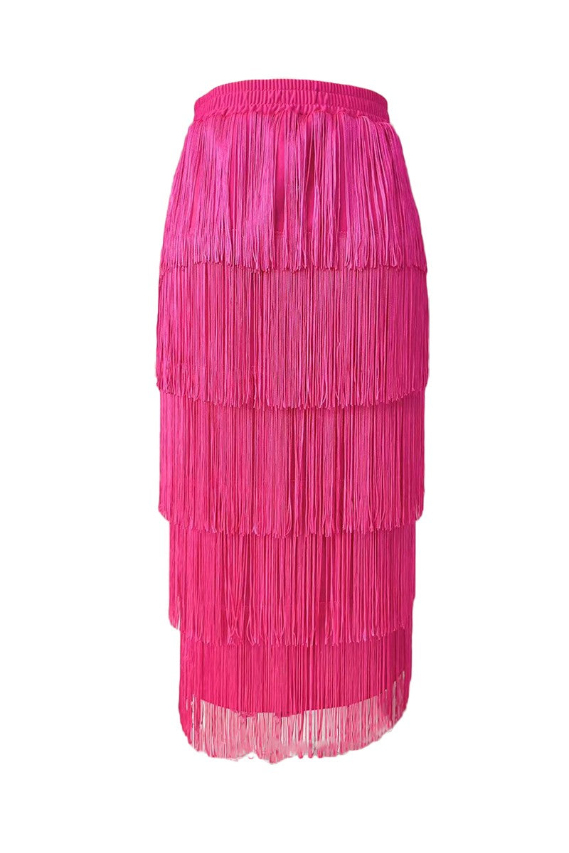 Broadway Girls Fringe Skirt Off White / L