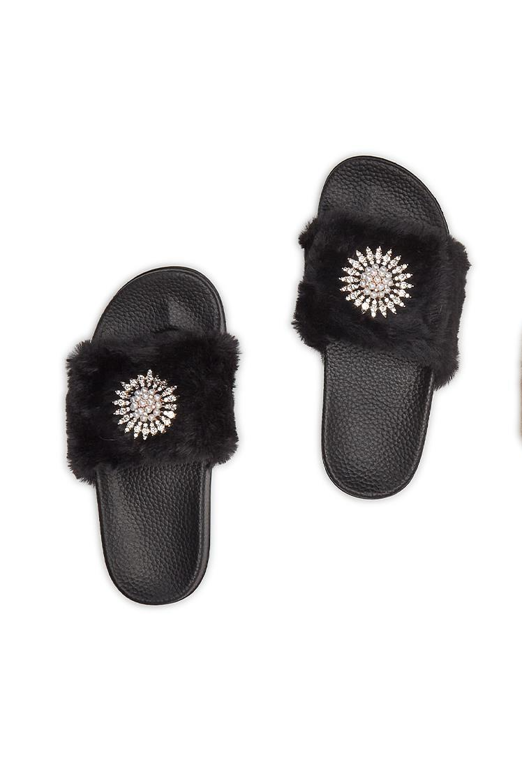 JODA GHAR Women's Slippers Indoor House or Outdoor Latest Fashion Peach  Flower FlipFlop Slipper for women [ Kaante Black sole-Peach ]